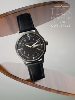 CARLINGTON - Men Black Resin Round Dial Watch (Aristocrat 1074 Black) (M)