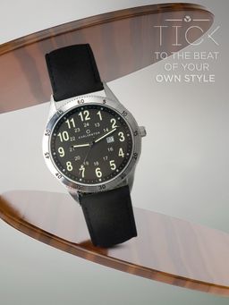 CARLINGTON - Men Black Resin Round Dial Watch (Aristocrat 1076 Black) (M)