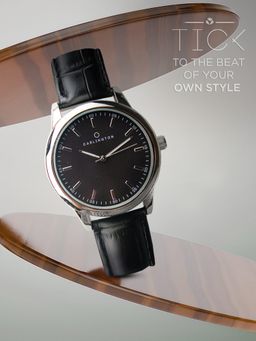 CARLINGTON - Men Black Resin Round Dial Watch (Aristocrat 1077 Black) (M)