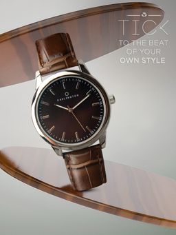 CARLINGTON - Men Brown Resin Round Dial Watch (Aristocrat 1077 Brown) (M)