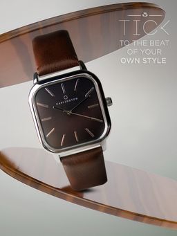 CARLINGTON - Men Brown Resin Square Dial Watch (Aristocrat 1078 Brown) (M)