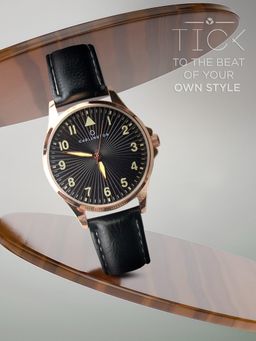 CARLINGTON - Men Black Resin Round Dial Watch (Aristocrat 1079 Black) (M)