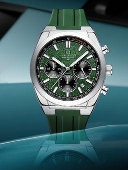 CARLINGTON - Men Green Pu Leather Round Dial Watch (Nitro 8080 Green) (M)