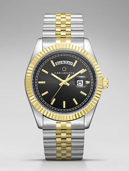 CARLINGTON - Men Multi-Colour Stainless Steel Round Dial Watch (Exclusive 8888 Two Tone Black) (M)