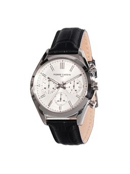 Pierre Cardin - Men Black Leather Round Dial Watch (Cf.1019.Lb.4) (M)
