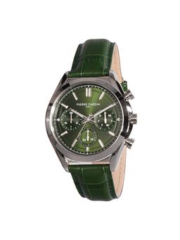 Pierre Cardin - Men Green Leather Round Dial Watch (Cf.1019.Lf) (M)