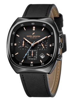 Daniel Hechter - Men Black Leather Square Dial Watch (Dhm1001-01L) (M)