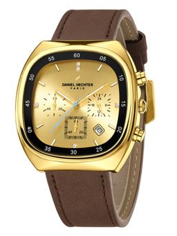 Daniel Hechter - Men Brown Leather Square Dial Watch (Dhm1001-06L) (M)