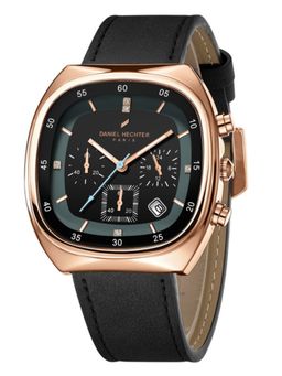 Daniel Hechter - Men Black Leather Square Dial Watch (Dhm1001-04L) (M)