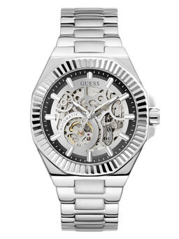 Guess - Men Silver Stainless Steel Round Dial Watch (Gw1123G1) (M)