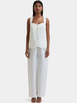 BEYOND - Capri Linen Pants White