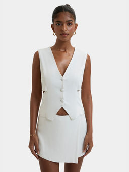 BEYOND - Kyoto Cut Out Waist Coat White