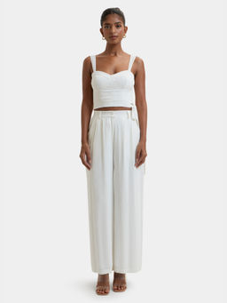 BEYOND - Kyoto Pleated Crop Top White