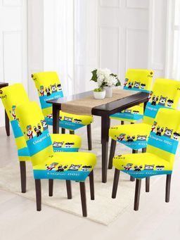 Cortina - Set of 6 Yellow Printed Chair Cover