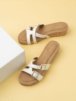 Inc.5 - Women White Solid Round Toe Casual Sandals