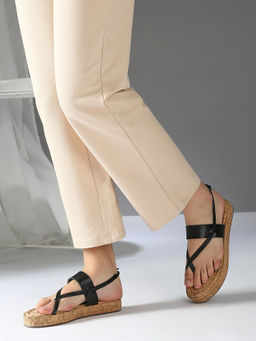 Inc.5 - Women Black Casual Solid One Toe Casual Sandals