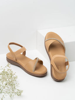 Inc.5 - Women Beige Solid Round Toe Party Wear Sandals