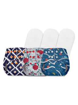 BASIC - Pack Of 3 Reusable Freesize Cloth Diapers For Baby 0-3 Yrs With 3 Inserts