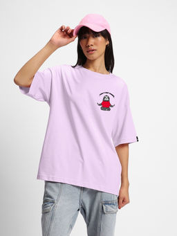 Bewakoof - Women's Purple Gimme A Break Graphic Printed Oversized T-shirt
