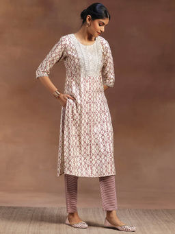Libas - Off White Silk Blend Printed Kurta Sets for Women
