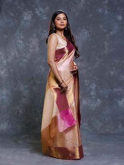 Pallu Patari - Bronze Women Tanchui Tissue Saree With Unstitched Blouse