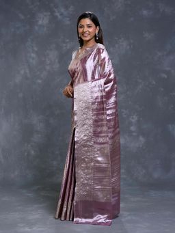 Pallu Patari - Lavender Women Zari Woven Tissue Saree With Unstitched Blouse