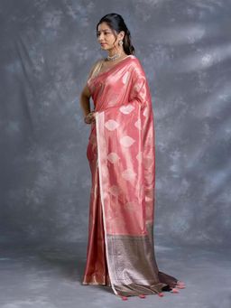 Pallu Patari - Peach Women Zari Woven Tissue Saree With Unstitched Blouse
