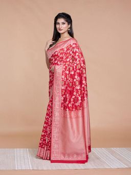 Pallu Patari - Blue Women Resham Weave Mulmul Cotton Saree With Unstitched Blouse