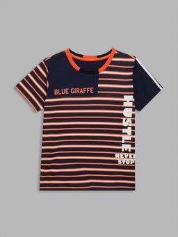 Blue Giraffe - Orange Stripes T-Shirt