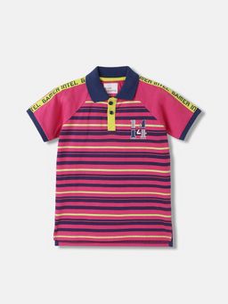 Blue Giraffe - Pink Stripes Polo T-Shirt