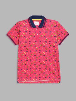 Blue Giraffe - Pink Printed Polo T-Shirt