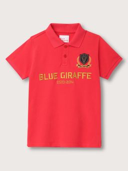 Blue Giraffe - Red Solid Polo T-Shirt