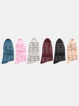 NEXT2SKIN - Women Ankle Length Striped Pattern Multi-Color Cotton Thumb Socks (Pack of 6)