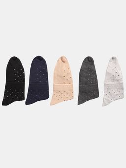 NEXT2SKIN - Women Ankle Length Dotted Pattern Multi-Color Cotton Thumb Socks (Pack of 5)
