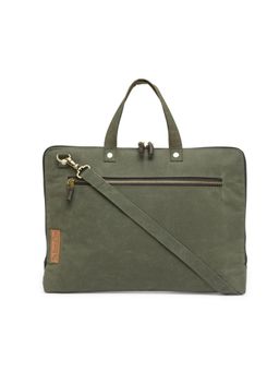 The House of Tara - Moss Green Canvas 15.6 Inches Unisex Laptop Slim Messenger Bag