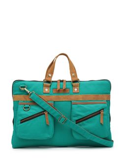 The House of Tara - Teal Green Canvas 15.6 Inches Unisex Laptop Slim Messenger Bag