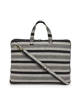 The House of Tara - Grey Black Handloom Fabric 15.6 Inches Unisex Laptop Slim Messenger Bag