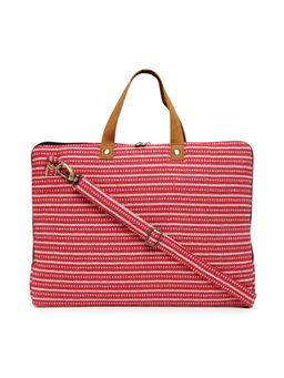 The House of Tara - Red Handloom Fabric 15.6 Inches Unisex Laptop Slim Messenger Bag