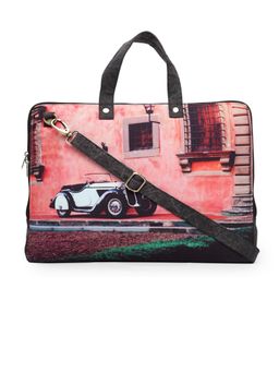 The House of Tara - Multi Pink Printed Canvas 15.6 Inches Unisex Laptop Slim Messenger Bag