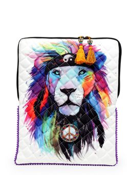The House of Tara - White Multi Printed Poly Canvas 15.6 Inches Unisex Laptop Sleeve Slipcase Bag