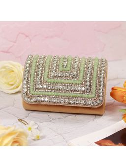 THE TAN CLAN - Nysa Embellished Flap Over Clutch Bag