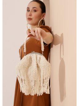 THE TAN CLAN - Pearl Batua Bag with Tassels