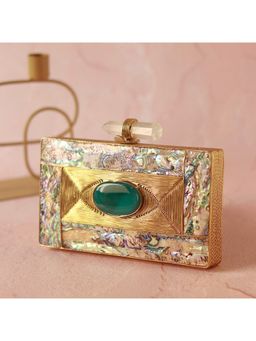 THE TAN CLAN - Sahiba Golden Embellished Brass Clutch