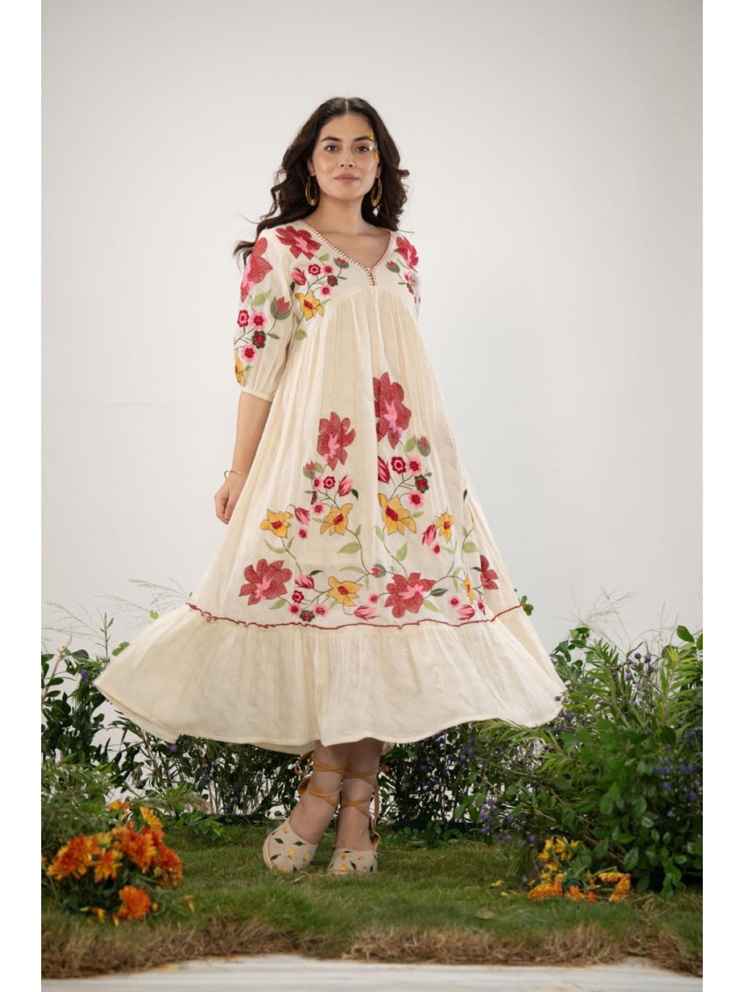 Buy Autumnlane Hemal Pearl Full Embroidery Dress (S) Online