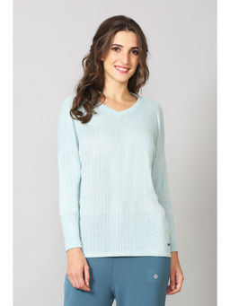 Van Heusen Woman Lingerie and Athleisure - Van Heusen Women V-Neck & Full Sleeve Lounge T-Shirt - Blue