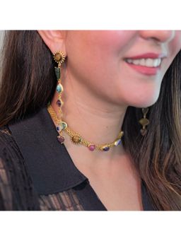 ZARIIN - Threads of Energy Earrings and Balancing Act Choker Necklace Set