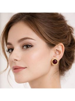 ZARIIN - Royal Red Garnet Classic Studs Earrings