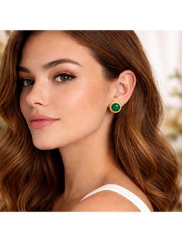 ZARIIN - Classic Malachite Stud Earrings