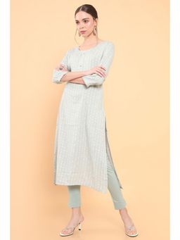 Soch - Women Grey Rayon Printed Kurta