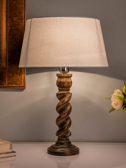 Homesake - Black Twister Table Lamp White Drum Shade